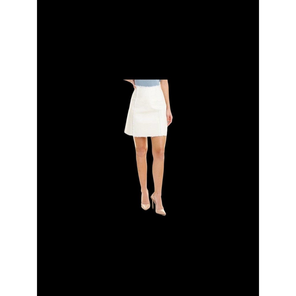 St. John Women’s White Made In Italy Leather Great For Spring  Trim Skirt NEW 10 - Picture 6 of 11